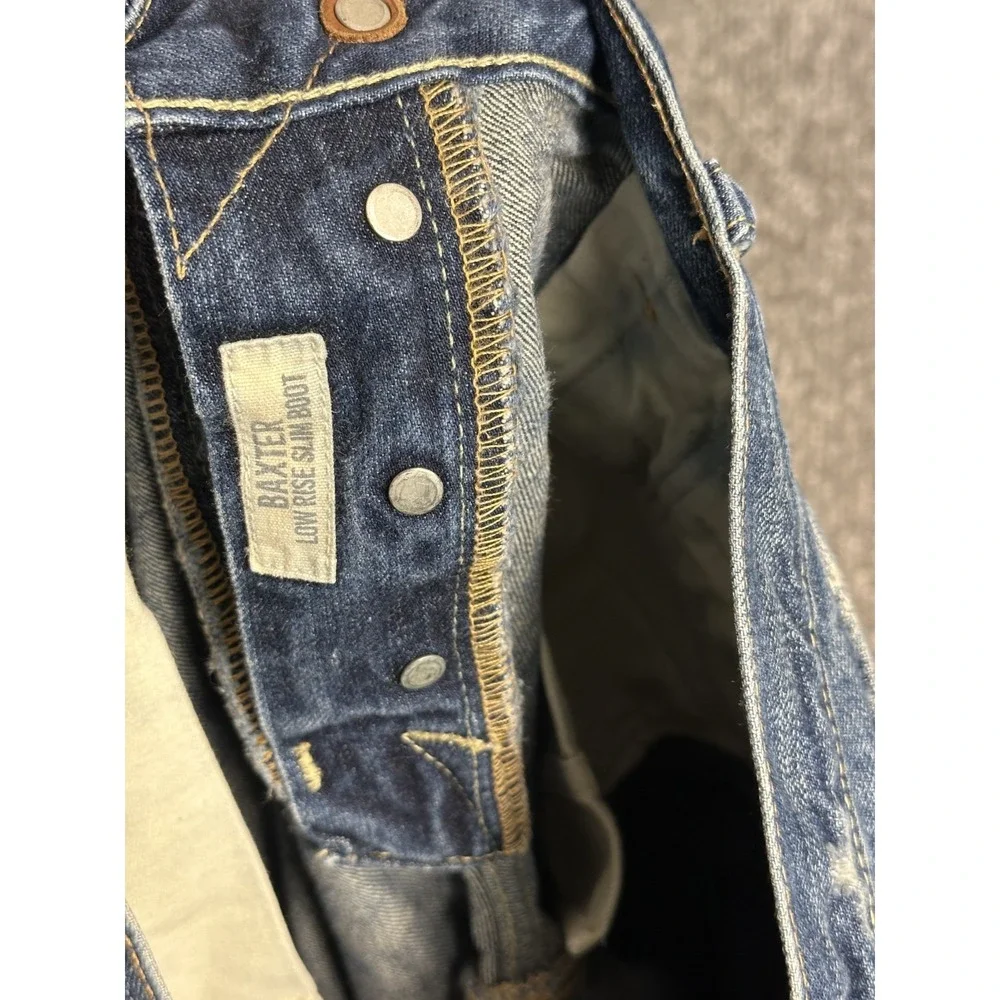 Abercrombie & Fitch Baxter Mens 34x32 Distressed Slim Bootcut Jeans Dark Wash